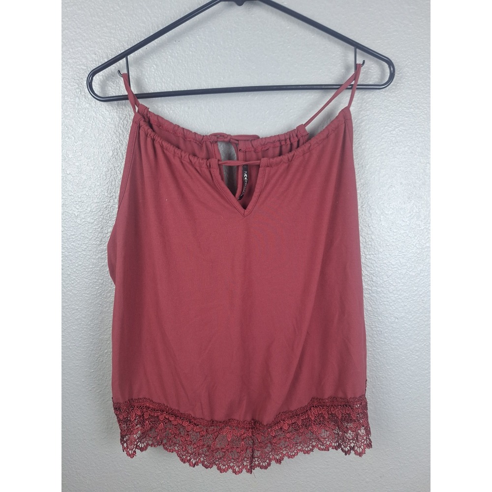 Papermoon Camisole Top Women Large Burgundy Red Lace Trim V-Neck Boho BT7958